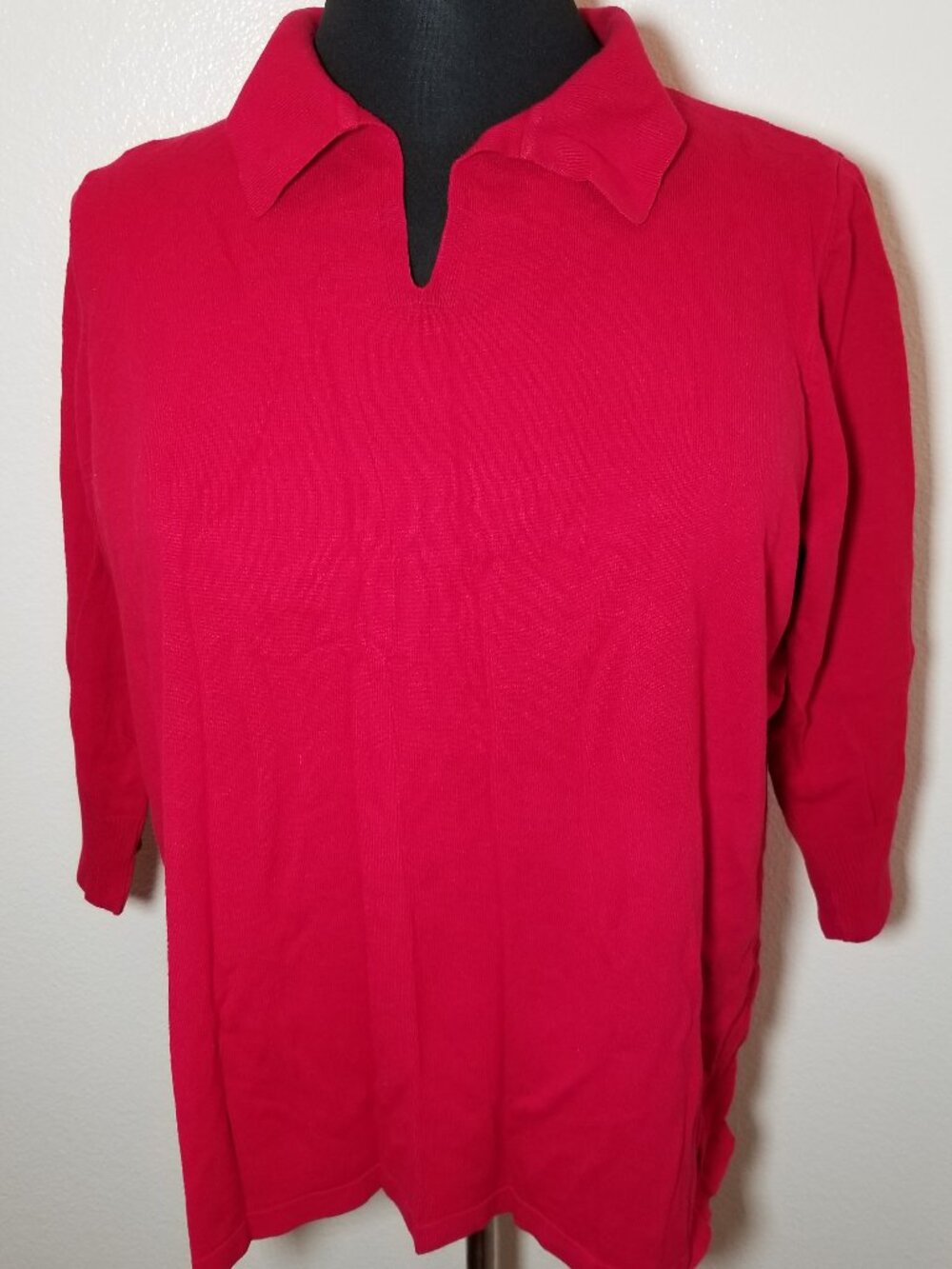 Susan Graver Womens 2X Pink‎ Collared Sweater Party Holiday Office Preppy Retro